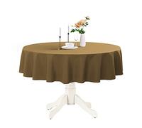 Romanstile Round Waterproof Tablecloth, Stain Resistant Washable Table Cloths Wrinkle Free Polyester Table Covers for Kitchen Dining Party Wedding Indoor and Outdoor - Light Brown, 90 Inch