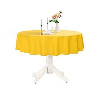 Romanstile Round Waterproof Tablecloth, Stain Resistant Washable Table Cloths Wrinkle Free Polyester Table Covers for Kitchen Dining Party Wedding Indoor and Outdoor - Yellow, 90 Inch