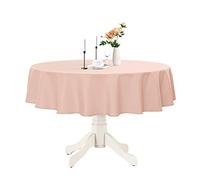 Romanstile Round Waterproof Tablecloth, Stain Resistant Washable Table Cloths Wrinkle Free Polyester Table Covers for Kitchen Dining Party Wedding Indoor and Outdoor - Pink, 60 Inch