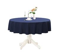 Romanstile Round Waterproof Tablecloth, Stain Resistant Washable Table Cloths Wrinkle Free Polyester Table Covers for Kitchen Dining Party Wedding Indoor and Outdoor - Navy Blue, 70 Inch