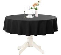 Romanstile Round Waterproof Tablecloth, Stain Resistant Washable Table Cloths Wrinkle Free Polyester Table Covers for Kitchen Dining Party Wedding Indoor and Outdoor - Black, 70 Inch