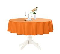 Romanstile Round Waterproof Tablecloth, Stain Resistant Washable Table Cloths Wrinkle Free Polyester Table Covers for Kitchen Dining Party Wedding Indoor and Outdoor - Orange, 90 Inch