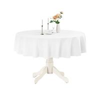 Romanstile Round Waterproof Tablecloth, Stain Resistant Washable Table Cloths Wrinkle Free Polyester Table Covers for Kitchen Dining Party Wedding Indoor and Outdoor - White, 48 Inch
