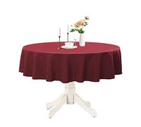 Romanstile Round Waterproof Tablecloth, Stain Resistant Washable Table Cloths Wrinkle Free Polyester Table Covers for Kitchen Dining Party Wedding Indoor and Outdoor - Burgundy, 90 Inch