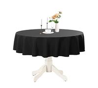 Romanstile Round Waterproof Tablecloth, Stain Resistant Washable Table Cloths Wrinkle Free Polyester Table Covers for Kitchen Dining Party Wedding Indoor and Outdoor - Black, 70 Inch