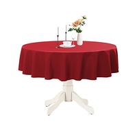 Romanstile Round Waterproof Tablecloth, Stain Resistant Washable Table Cloths Wrinkle Free Polyester Table Covers for Kitchen Dining Party Wedding Indoor and Outdoor - Red, 90 Inch