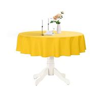 Romanstile Round Waterproof Tablecloth, Stain Resistant Washable Table Cloths Wrinkle Free Polyester Table Covers for Kitchen Dining Party Wedding Indoor and Outdoor - Yellow, 90 Inch
