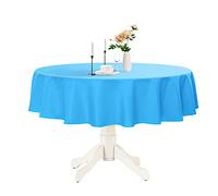 Romanstile Round Waterproof Tablecloth, Stain Resistant Washable Table Cloths Wrinkle Free Polyester Table Covers for Kitchen Dining Party Wedding Indoor and Outdoor - Sky Blue, 70 Inch