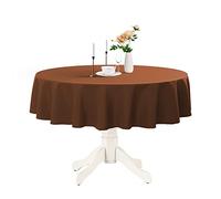 Romanstile Round Waterproof Tablecloth, Stain Resistant Washable Table Cloths Wrinkle Free Polyester Table Covers for Kitchen Dining Party Wedding Indoor and Outdoor - Brown, 70 Inch