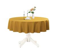 Romanstile Round Waterproof Tablecloth, Stain Resistant Washable Table Cloths Wrinkle Free Polyester Table Covers for Kitchen Dining Party Wedding Indoor and Outdoor - Gold, 108 Inch