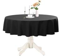 Romanstile Round Waterproof Tablecloth, Stain Resistant, Washable, Wrinkle Free, Polyester Tablecloths for Kitchen, Dining Room, Party, Wedding, Indoor and Outdoor, Black, 48 inches