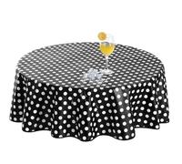 Romanstile small round Table Cloth PVC 120 cm Black wipe clean,plastic table cloths waterproof,Oil cloth Tablecloths for Coffee table,Gril Birthday Party Outdoor Wedding Garden Spring Sommer Children