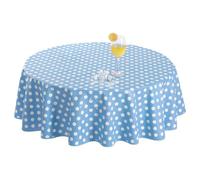 Romanstile small round Table Cloth PVC 120 cm Blue wipe clean,plastic table cloths waterproof,Oil cloth Tablecloths for Coffee table,Gril Birthday Party Outdoor Wedding Garden Spring Sommer Children