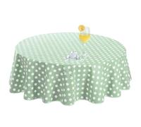 Romanstile small round Table Cloth PVC 120 cm Sage Green wipe clean,plastic table cloths waterproof,Oil cloth Tablecloths for Coffee table,Birthday Party Outdoor Garden Spring Sommer Children Easter