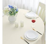 Romanstile small Table Cloth Round 120cm Cream,Water resistant Stain Resistant Washable Table Cloths Wrinkle Free Table Cover for Christmas,Caffe Table Kitchen Dining Party Wedding Outdoor Spring