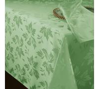 Romanstile Square Spring Table Cloth Outdoor 140x140 Green, Elegant Jacquard Damask, Wipe Clean & Water-Repellent Tablecloth, Perfect for Easter Decor, Garden Parties & Dining,Coffee Table,Tea Time