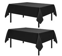 Romanstile Square Tablecloth,2 Pack 54 x 54 Inch, Stain and Wrinkle Resistant Washable Polyester Table Cover for Dining Table and Holiday Parties, Black