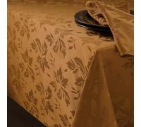 Romanstile Table Cloth Autumn wipeable,Caramel Brown Jacquard Tablecloth,Rectangular 140x200 cm (55x79 inch),Elegant Floral Pattern for Autumn,Thanksgiving,Cozy Dinners,Harvest Festivals,Halloween