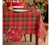 Romanstile Table Cloth Christmas Rectangular 140x200 cm Red & Green Gingham Xmas Tablecloths Wipeable Table Cover for Kitchen Autumn Party Wedding Winter New Year Festive Decorations,55x78 inch