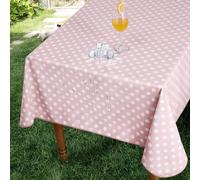 Romanstile Vinyl Tablecloth PVC Pink Polka Dot waterproof outdoor Table Cloth wipe clean,Tablecloths rectangular plastic,Oilcloth,for Children Birthday Party Garden,Picnic,Wedding,Grill,140x200cm