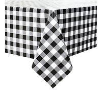 Romanstile wipe clean Table Cloth PVC black and white rectangular Gangham table cloths,waterproof tablecloth,Oilcloth,Decorations for Christmas Birthday Party Picnic Home Garden Outdoor,55x78 inch
