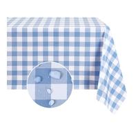 Romanstile wipe clean Table Cloth PVC Blue and White Gangham table cloths rectangular,waterproof tablecloth,Oil Cloth,Decorations for Birthday Party Outdoor Garden Summer,54x108 inch,Country Style