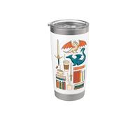 Romantasy Reader Essentials Dragon Coffee and Books Design Stainless Steel Insulated Tumbler