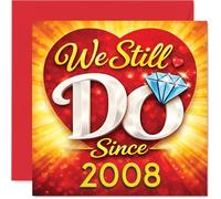 Romantic 18th Anniversary Card - Still Going Strong Since 2008 - Bold Heart and Sparkling Diamond Design - Celebrates Lasting Love in Style - 145mm Square, Envelope Included