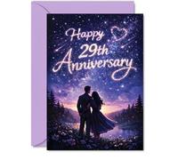 Romantic 29th Anniversary Card - Starlit Romance under a Dreamy Sky - Couple Sharing a Magical Moment - Perfect for Celebrating Lasting Love - 5x7 Inch, Envelope Included