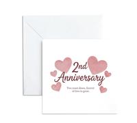 Romantic 2nd Anniversary Card for Husband, Wife or Parents - 'Two Years Down' Design. Happy 2nd Wedding Celebration for Him, Her & Couples. Sweet Love Milestone