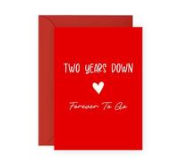 Romantic 2nd Anniversary Card - 'Two Year Anniversary Red Heart' - Gifts for Him, Her, Wife, Husband, Babe, Hun, Girlfriend, Boyfriend - Classic Red for Women Men - Comes with Fun Stickers