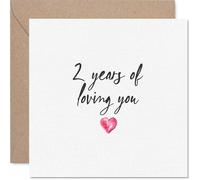Romantic 2nd Anniversary Card - Two Years, One Big Heart - Pink Heart Motif with Loving Message - Celebrate a Milestone Filled with Love - 145mm Square, Envelope Included