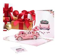 Romantic 3D Wedding Anniversary Card - Vintage Car Pop-up | Elegant Greeting Card for Valentine's Day Engagement & Wife, High-Quality Special Paper with Separate Message Card 15 x 20 cm