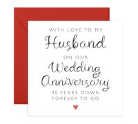 Romantic 40th Wedding Anniversary Card For Him - '40 Years Of Us Husband' - Gifts for Spouse, Babe, Lovebug, Darling, Other Half - Forever To Go - Comes with Fun Stickers