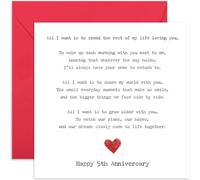Romantic 5th Anniversary Card for Partner, 'All I Want is You' Gift, Heartfelt Sentiment Design, For Him & Her, For Wife or Husband, Blank Inside with Envelope