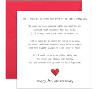 Romantic 8th Anniversary Card for Partner, 'All I Want is You' Gift, Love Design, For Wife or Husband, Blank Inside with Envelope