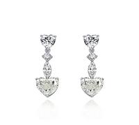 Romantic 925 Real Silver 10 * 12mm Heart-Shaped Emerald High Carbon Diamond DropWedding Fine Jewelry Gift Earrings Stud Set(Size : A/Pink) (K Gold) (K Gold)