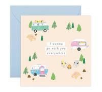 Romantic Adventure-Themed Love Card - ‘Go With You Everywhere’ - Heartfelt Greeting Card for Him, Her, Travel Lovers, Boyfriend, Girlfriend, Women, Men - For Anniversaries -Comes with Stickers