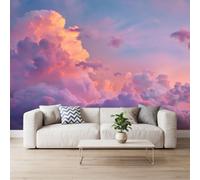 Romantic Aesthetic Girl Photo Wallpaper 150 x 105 cm | Wall Mural Decorative Wall Background Sunset Pink-Purple Clouds for Living room Bedroom Kitchen Office