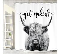 Romantic Angels Western Cow Shower Curtain 72 * 72 Inch Highland Cow Bathroom Decor Get Naked Country Shower Curtains Set Rustic Farmhouse Style Funny Cow Shower Curtain for Bathroom