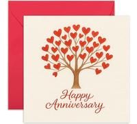 Romantic Anniversary Card for Couple, 'Happy Anniversary' Gift, Heartfelt Tree Design, Perfect for Loved Ones, for Partner or Loved One, Blank Inside with Envelope