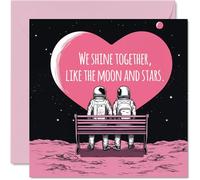 Romantic Anniversary Card for Him Her - Lunar Love - Valentines Day Card Boyfriend Girlfriend Husband Wife Partner, 145mm Cute Greeting Cards Fiance Fiancee