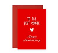 Romantic Anniversary Card for Them - 'To The Couple' - Gifts for Friend, Brother, Sister, Mum, Dad, Parents, Cousin, Coworker, Colleague - Classic Red for Him Her - Comes with Fun Stickers