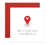 Romantic Anniversary Card - 'Long Distance Love' - Gifts for Wife, Husband, Girlfriend, Boyfriend, Him, Her, Partner, Married Couples, Spouse - Valentines Day Lines- Comes with Fun Stickers