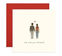 Romantic Anniversary Card - Me and You Forever - Cute Minimal Couples Card for Boyfriend Girlfriend Partner Wife Husband Spouse Babe Bae - Holding Hands - Comes with Stickers