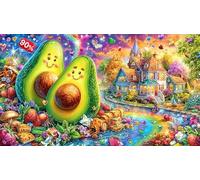 Romantic-Avocado-Couple-Fantasy-Scene 1000 Pieces Adult Jigsaws Educational Game Decompression Fun and Challenging Family Game for Adults and Kids Age 12 Years Up 38x26cm/1000pcs