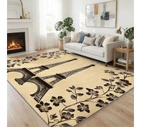 Romantic Background Machine Washable Rug 140 x 200 cm Non-Slip Carpet Eiffel Tower Silhouette Area Rug, for Living Room Bedroom Dining Room Kids Room Bedside Kitchen Lounge