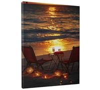 Romantic Beach Canvas Art, Sunset Colors Ocean Scene, Coastal Style Wall Decor for Living Room, Bedroom, Outdoor, Perfect for Anniversary, Wedding Gift 16x20 Inch