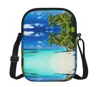 Romantic Beach Crossbody Bag With Print,Lightweight 600d Oxford-Fabric,Water-Resistant Scratch-Resistant, Zipper Closure+Turn-Lock Flap