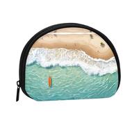 Romantic Beach Pattern Print Portable Mini Storage Bag Shell Shaped Wallet Small Coin Wallet Shell Storage Bag